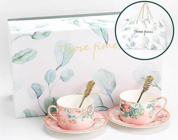 Porcelain Tea cups, British Tea Cup Set, Afternoon Tea Cup with Saucer Set, Elegant Coffee Cup, Porcelain Coffee Cups, Coffee Cup in Gift Box, Vintage Tea Cup Set-ArtWorkCrafts.com