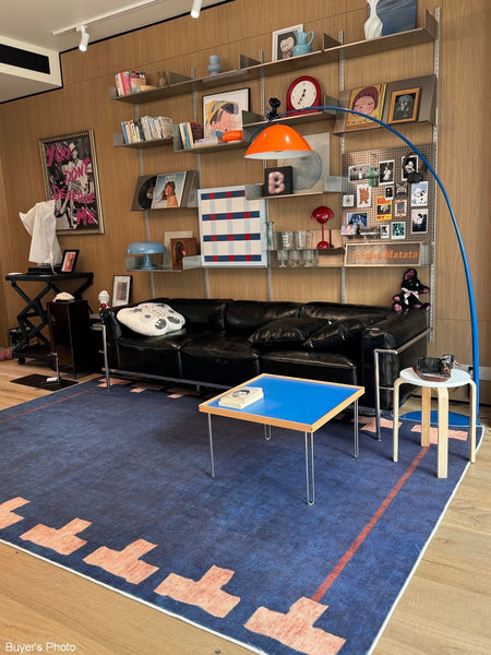 Blue Modern Rugs for Dining Room, Bedroom Modern Floor Carpet, Mid Century Area Rugs, Contemporary Modern Living Room Rug Ideas-ArtWorkCrafts.com