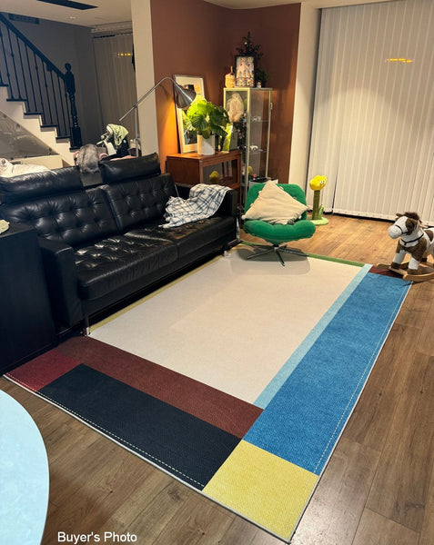 Modern Living Room Rug Ideas, Geometric Contemporary Area Rugs, Mid Century Modern Rugs, Colorful Modern Rugs for Bedroom-ArtWorkCrafts.com