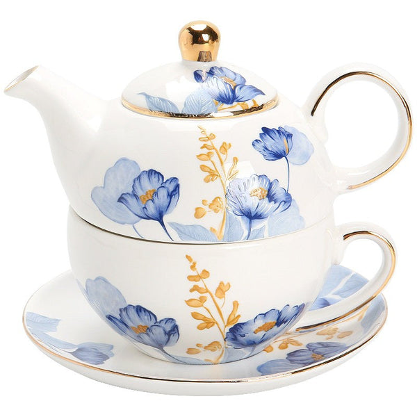 Porcelain Teapot with Matching Cup and Saucer in Gift Box, Ceramic Tea Pot with Integrated Cup, Stackable Teapot and Cup Set, Mother-and-Baby Teapot with Matching Saucer-ArtWorkCrafts.com