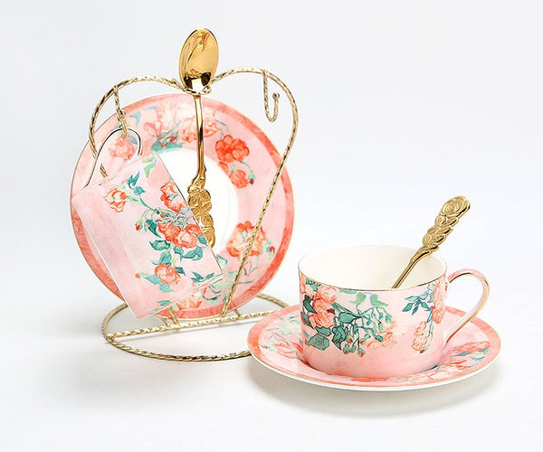 Elegant Coffee Cup, Porcelain Tea cups, British Tea Cup Set, Afternoon Tea Cup with Saucer Set, Porcelain Coffee Cups, Coffee Cup in Gift Box, Vintage Tea Cup Set-ArtWorkCrafts.com