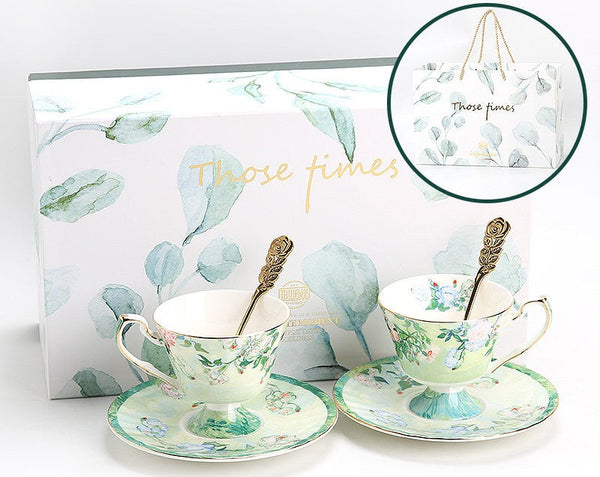 Porcelain Tea Saucer, Ceramic Tea Cup Set, British Tea Cup Set, Luxury Tea Cup Set, Elegant Coffee Cup-ArtWorkCrafts.com