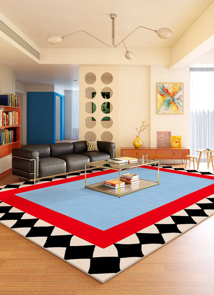 Colorful Modern Rugs for Bedroom, Contemporary Modern Rugs for Living Room, Geometric Modern Rugs, Modern Carpets under Coffee Table-ArtWorkCrafts.com
