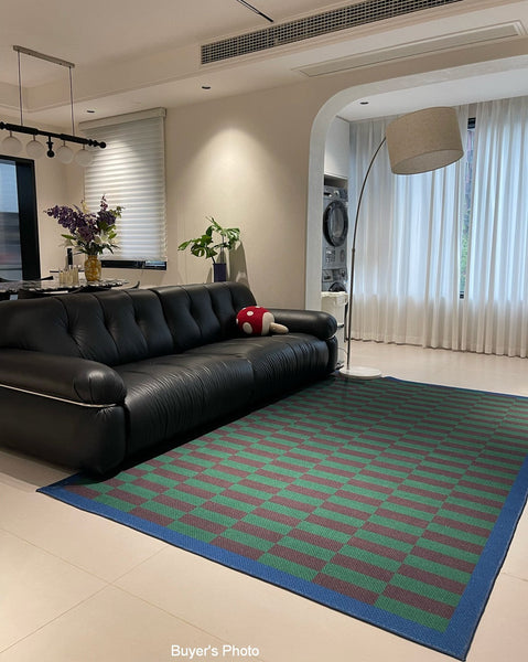 Modern Living Room Rug Ideas, Geometric Contemporary Area Rugs, Green Mid Century Modern Rugs, Colorful Modern Rugs for Dining Room-ArtWorkCrafts.com