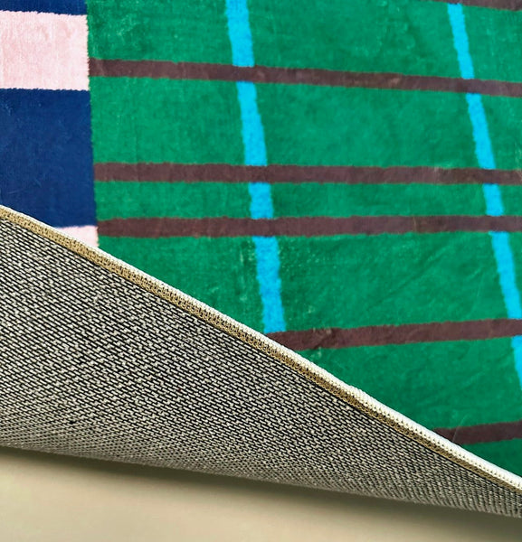 Modern Rugs for Living Room, Geometric Area Rugs, Green Mid Century Contemporary Rugs, Colorful Area Rugs for Bedroom-ArtWorkCrafts.com