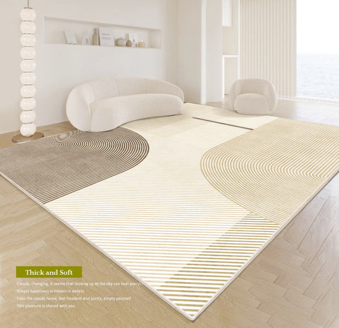Abstract Contemporary Modern Rugs, Thick Modern Rugs for Living Room, Modern Rugs for Dining Room, Geometric Contemporary Rugs Next to Bed-ArtWorkCrafts.com