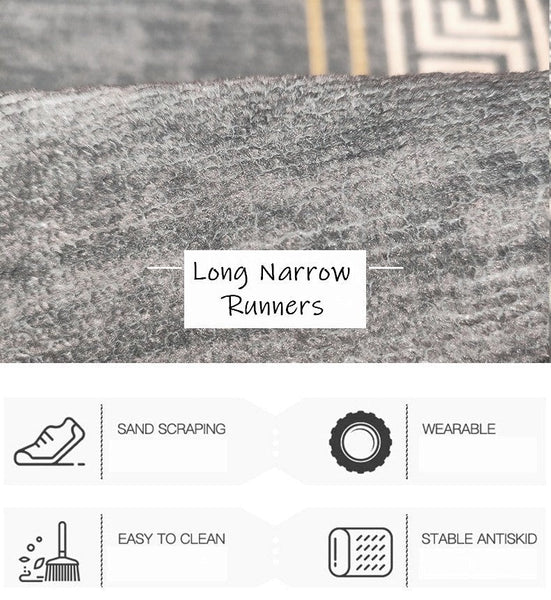 Easy Care Contemporary Modern Long Hallway Runners, Long Narrow Runner Rugs, Washable Entryway Runner Rug Ideas, Kitchen Runner Rugs, Entrance Hallway Runners-ArtWorkCrafts.com