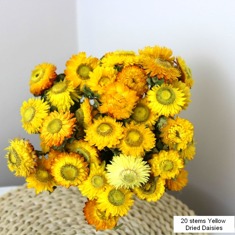 Natural Decorations, A Bunch of Dried Daisy Flowers, Flower Arrangements, Natural Dried Yellow Daisy Flowers, Handmade Artificial Flowers for Home Decor-ArtWorkCrafts.com
