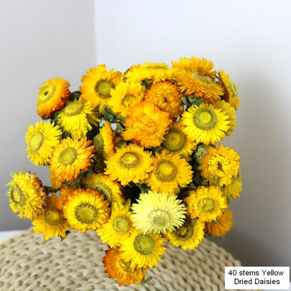 Natural Decorations, A Bunch of Dried Daisy Flowers, Flower Arrangements, Natural Dried Yellow Daisy Flowers, Handmade Artificial Flowers for Home Decor-ArtWorkCrafts.com