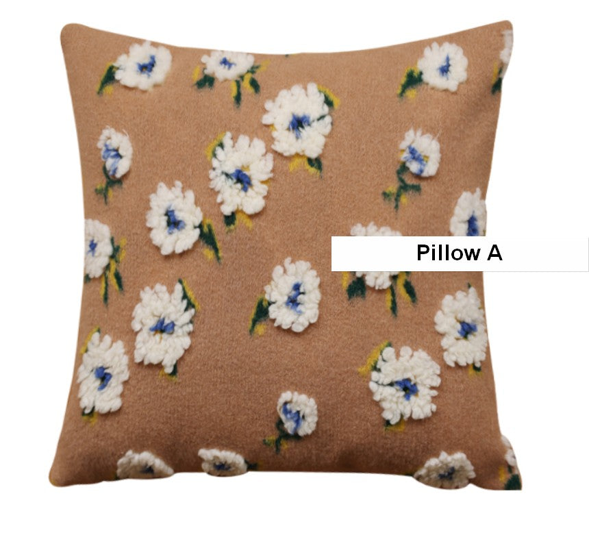 Square Modern Throw Pillows for Couch, Contemporary Modern Sofa Pillows, Flower Decorative Pillow Covers, Decorative Pillows for Bedroom-ArtWorkCrafts.com