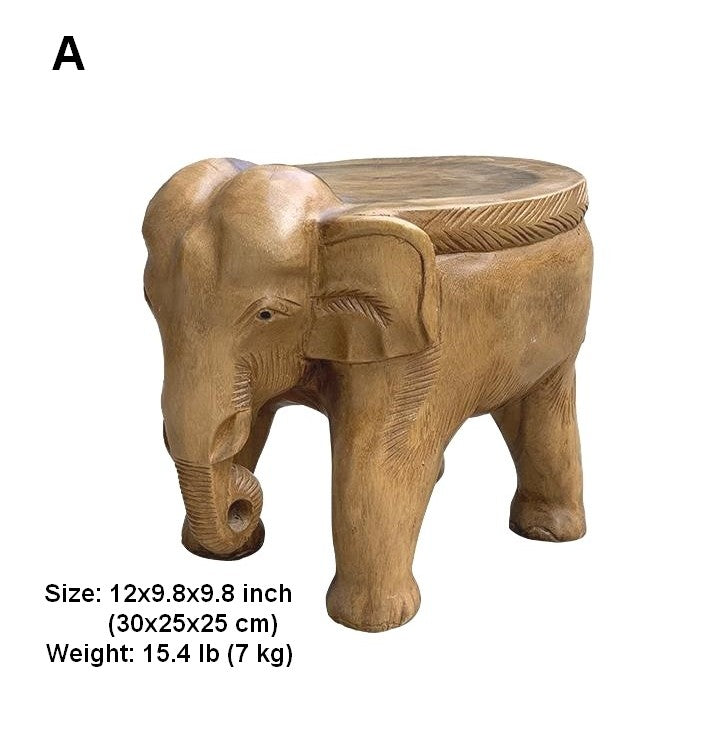 Elephant Sofa Stool, Dining Table Stool, Handmade Solid Wood low Stool, Elephant Wooden Stool, Creative Shoe-changing Stool-ArtWorkCrafts.com