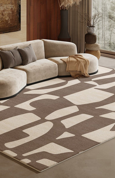 Abstract Contemporary Rugs for Bedroom, Modern Rugs under Sofa, Dining Room Floor Rugs, Modern Rug Ideas for Living Room-ArtWorkCrafts.com