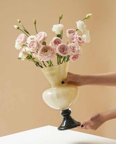 Unique Decorative Glass Vase, Centerpiece Contemporary Vases on Table, Mid Century Glass Vases, Handmade Modern Vases for Living Room, Modern Glass Vase for Flowers-ArtWorkCrafts.com