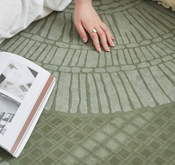 Dining Room Floor Rugs, Modern Rug Ideas for Living Room, Green Modern Rugs under Sofa, Abstract Contemporary Rugs for Bedroom