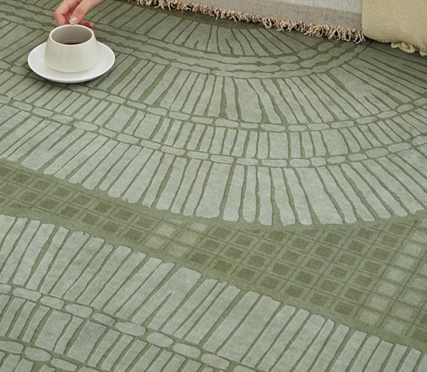Dining Room Floor Rugs, Modern Rug Ideas for Living Room, Green Modern Rugs under Sofa, Abstract Contemporary Rugs for Bedroom