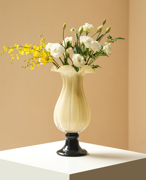 Unique Decorative Glass Vase, Centerpiece Contemporary Vases on Table, Mid Century Glass Vases, Handmade Modern Vases for Living Room, Modern Glass Vase for Flowers-ArtWorkCrafts.com