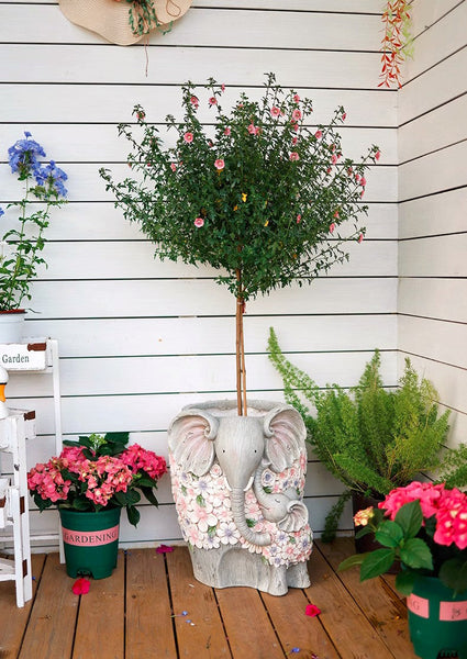 Modern Garden Flower Pot, Unique Animal Statue for Garden Ornaments, Beautiful Elephant Flowerpot, Resin Statue for Garden, Villa Outdoor Decor Gardening Ideas-ArtWorkCrafts.com