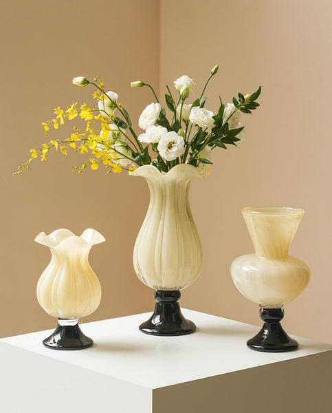 Unique Decorative Glass Vase, Centerpiece Contemporary Vases on Table, Mid Century Glass Vases, Handmade Modern Vases for Living Room, Modern Glass Vase for Flowers-ArtWorkCrafts.com