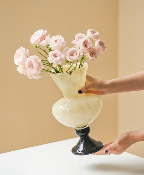 Centerpiece Contemporary Vases on Table, Mid Century Glass Vases, Unique Decorative Glass Vase, Handmade Modern Vases for Living Room, Modern Glass Vase for Flowers-ArtWorkCrafts.com