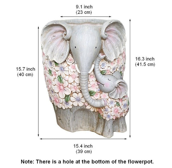 Modern Garden Flower Pot, Unique Animal Statue for Garden Ornaments, Beautiful Elephant Flowerpot, Resin Statue for Garden, Villa Outdoor Decor Gardening Ideas-ArtWorkCrafts.com