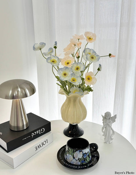 Unique Decorative Glass Vase, Centerpiece Contemporary Vases on Table, Mid Century Glass Vases, Handmade Modern Vases for Living Room, Modern Glass Vase for Flowers-ArtWorkCrafts.com