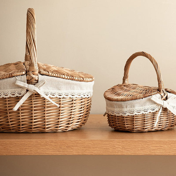 Picnic Storage Basket with Handle, Extra Large Kitchen Storage Baskets, Natural Hand-woven Wicker Storage Basket, Lovely Willow Weaving Baskets for Vegetable, Natural Fruit Storage Baskets-ArtWorkCrafts.com
