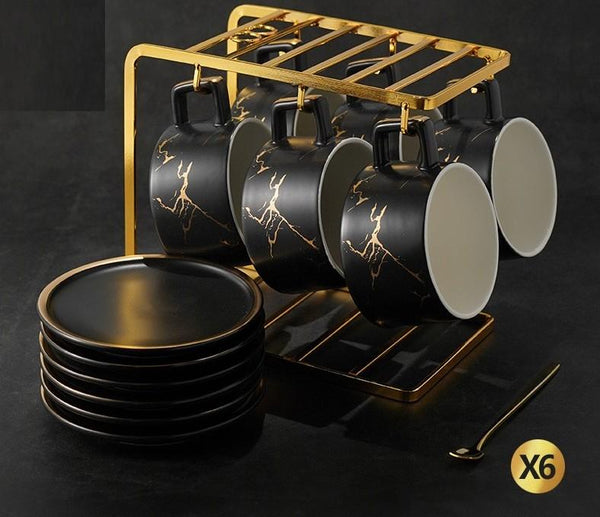 Black Coffee Cup, White Coffee Mug, Tea Cup, Ceramic Cup, Coffee Cup and Saucer Set-ArtWorkCrafts.com