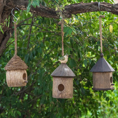 Resin Bird Nest for Garden Ornament, Bird House in the Garden, Lovely Birds House, Outdoor Decoration Ideas, Garden Ideas-ArtWorkCrafts.com