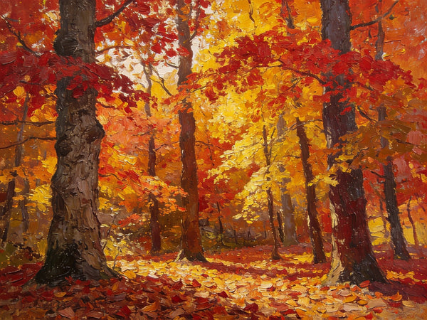 On Canvas Small Paintings, Autumn in the Forest, Hand Painted Canvas Art, Original Oil Paintings, Small Landscape Paintings, Landscape Wall Art Paintings-ArtWorkCrafts.com