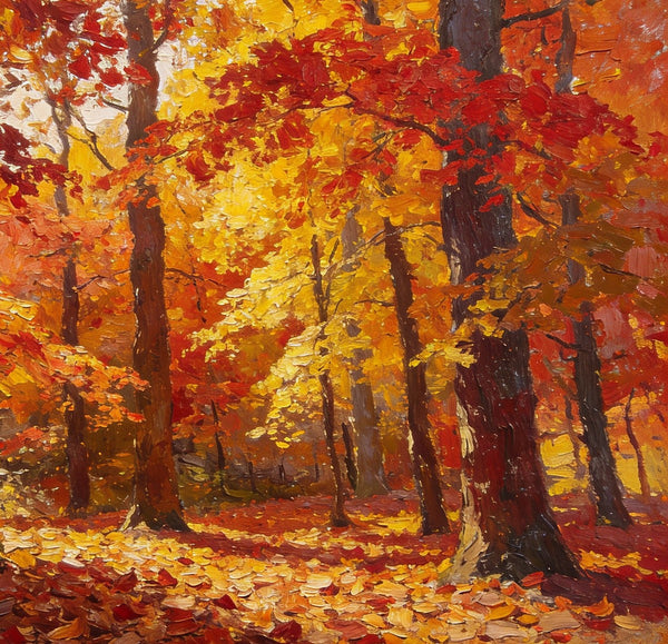 On Canvas Small Paintings, Autumn in the Forest, Hand Painted Canvas Art, Original Oil Paintings, Small Landscape Paintings, Landscape Wall Art Paintings-ArtWorkCrafts.com
