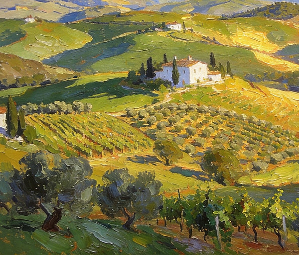 Landscape Wall Art Paintings, Tuscan Hills in Harmony, Hand Painted Canvas Art, Original Oil Paintings, On Canvas Small Paintings, Small Landscape Paintings-ArtWorkCrafts.com