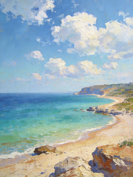 Ocean Breeze and Sun Kissed Sand, Original Artwork Small Paintings, Hand Painted Canvas Art, On Canvas Small Paintings, Palette Knife Artwork, Landscape Canvas Paintings-ArtWorkCrafts.com