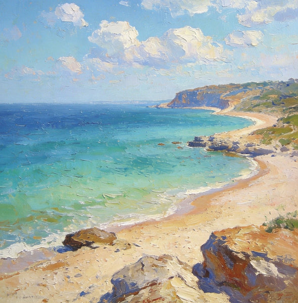 Ocean Breeze and Sun Kissed Sand, Original Artwork Small Paintings, Hand Painted Canvas Art, On Canvas Small Paintings, Palette Knife Artwork, Landscape Canvas Paintings-ArtWorkCrafts.com