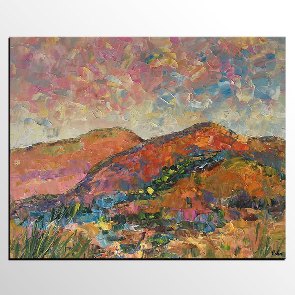 Custom Landscape Oil Painting, Original Artwork, Autumn Mountain Painting, Canvas Painting