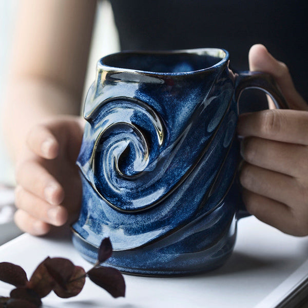 Brown Ceramic Coffee Mug, Stoneware Coffee Mugs, Large Capacity Coffee Cups, Large Handmade Pottery Coffee Mug-ArtWorkCrafts.com