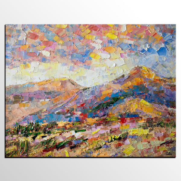 Oil Painting on Canvas, Mountain Landscape Painting, Custom Original Painting for Sale, Landscape Canvas Painting for Bedroom