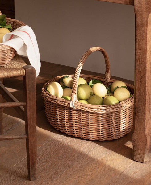 Lovely Willow Weaving Baskets for Vegetable, Large Picnic Food Basket with Handle, Natural Hand-woven Wicker Storage Basket, Natural Fruit Basket, Kitchen Storage Baskets-ArtWorkCrafts.com