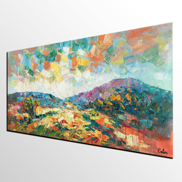 Original Artwork, Mountain Landscape Painting, Custom Extra Large Art, Canvas Artwork-ArtWorkCrafts.com