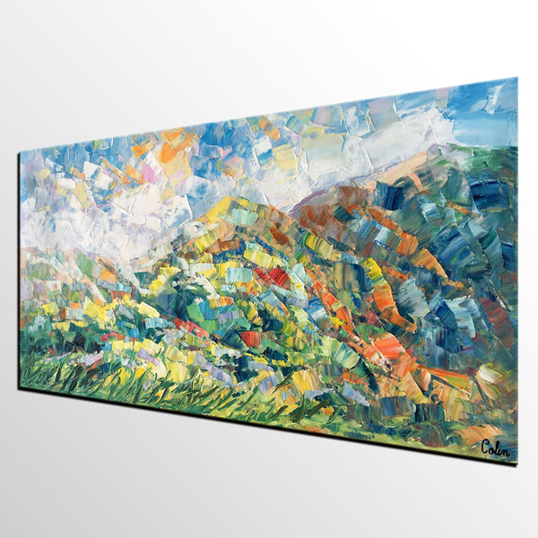 Spring Mountain Landscape Painting, Canvas Artwork, Original Artwork, Custom Extra Large Art