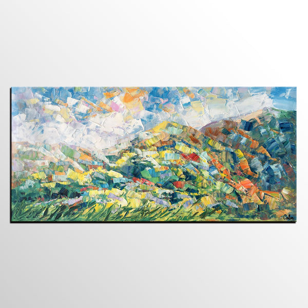 Spring Mountain Landscape Painting, Canvas Artwork, Original Artwork, Custom Extra Large Art