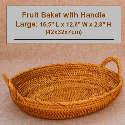 Small Round Storage Basket, Woven Rattan Basket, Fruit Basket for Kitchen, Storage Basket for Dining Room-ArtWorkCrafts.com