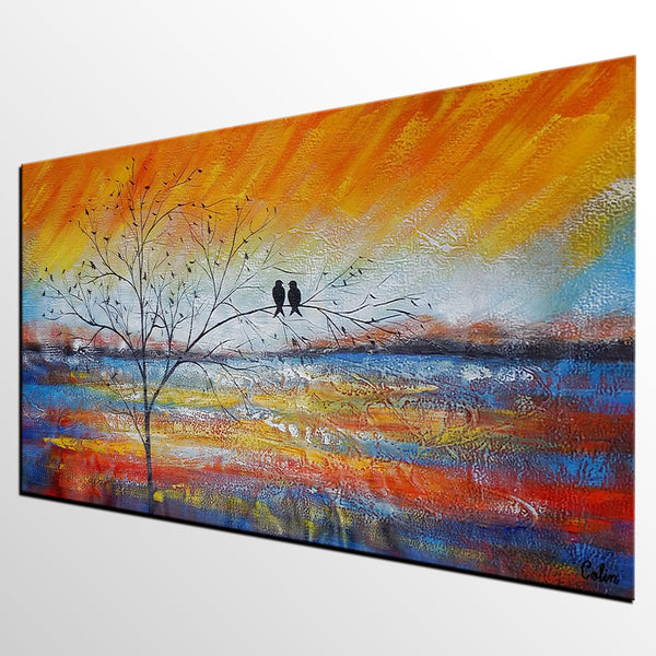 Acrylic Abstract Painting, Love Birds Painting, Living Room Wall Art Paintings, Custom Original Paintings, Acrylic Painting for Sale-ArtWorkCrafts.com