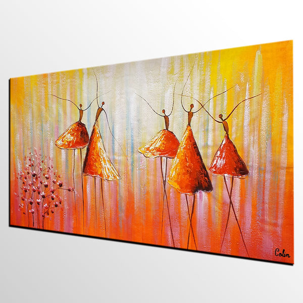Dancing Painting, Ballet Dancer Painting, Large Abstract Painting for Sale, Heavy Texture Painting, Modern Paintings for Bedroom-ArtWorkCrafts.com