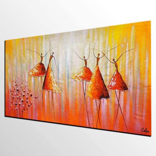 Dancing Painting, Ballet Dancer Painting, Large Abstract Painting for Sale, Heavy Texture Painting, Modern Paintings for Bedroom-ArtWorkCrafts.com