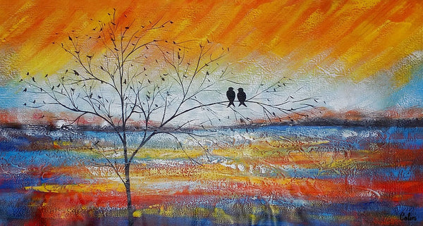 Acrylic Abstract Painting, Love Birds Painting, Living Room Wall Art Paintings, Custom Original Paintings, Acrylic Painting for Sale-ArtWorkCrafts.com