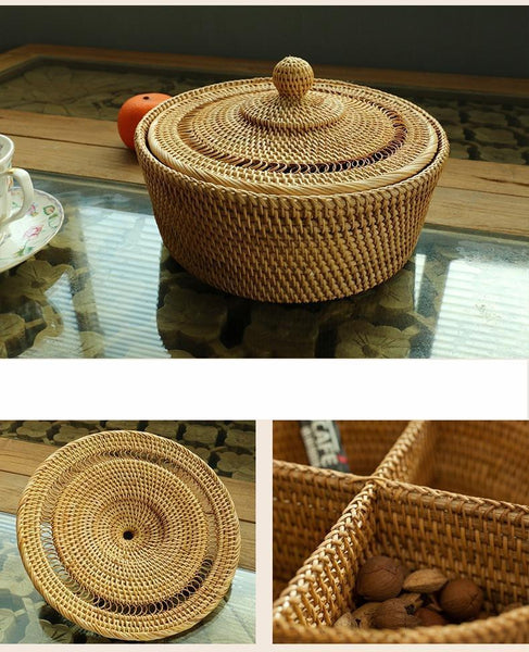 Indonesia Woven Storage Basket, Small Food and Snacks Basket, Kitchen Storage Basket, Storage Basket for Dining Room-ArtWorkCrafts.com