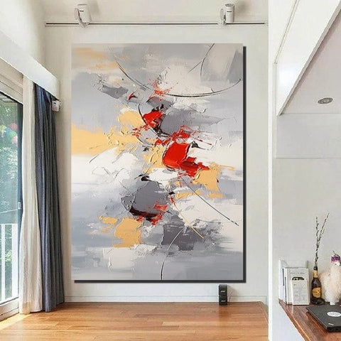Large Canvas Painting for Office, Simple Modern Acrylic Paintings, Dining Room Canvas Painting, Contemporary Modern Artwork-ArtWorkCrafts.com