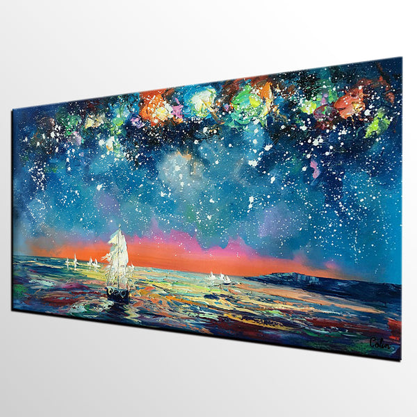 Impasto Artwork, Starry Night Sky Painting, Canvas Painting, Custom Extra Large Painting