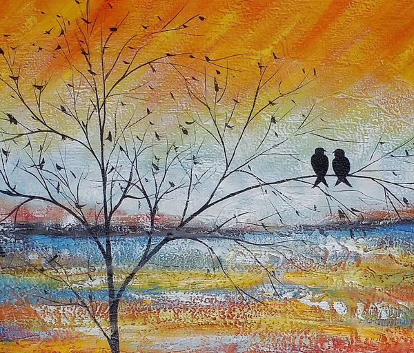 Acrylic Abstract Painting, Love Birds Painting, Living Room Wall Art Paintings, Custom Original Paintings, Acrylic Painting for Sale-ArtWorkCrafts.com