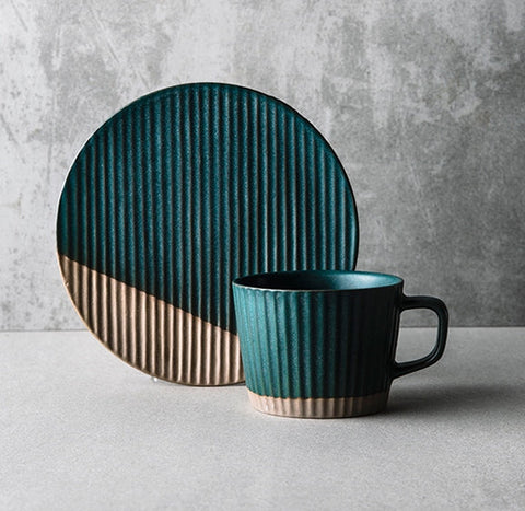 Ceramic Coffee Cups, Coffee Cup and Saucer Set, Pottery Coffee Cups, Cappuccino Coffee Mug, Coffee Cup for Sale, Tea Cup, White / Green / Blue / Yellow-ArtWorkCrafts.com